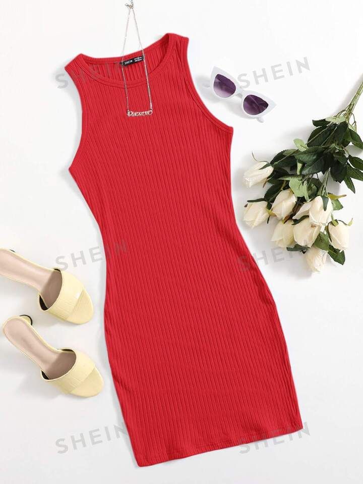 SHEIN Essnce Rib-knit Bodycon Dress | SHEIN