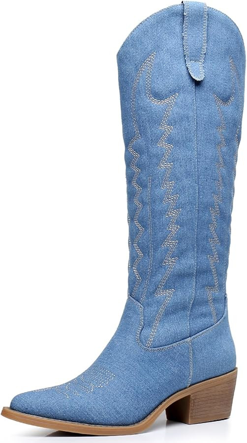 GLOBALWIN Women's Knee High Long Pointed Toe Western Cowboy Boots | Amazon (US)