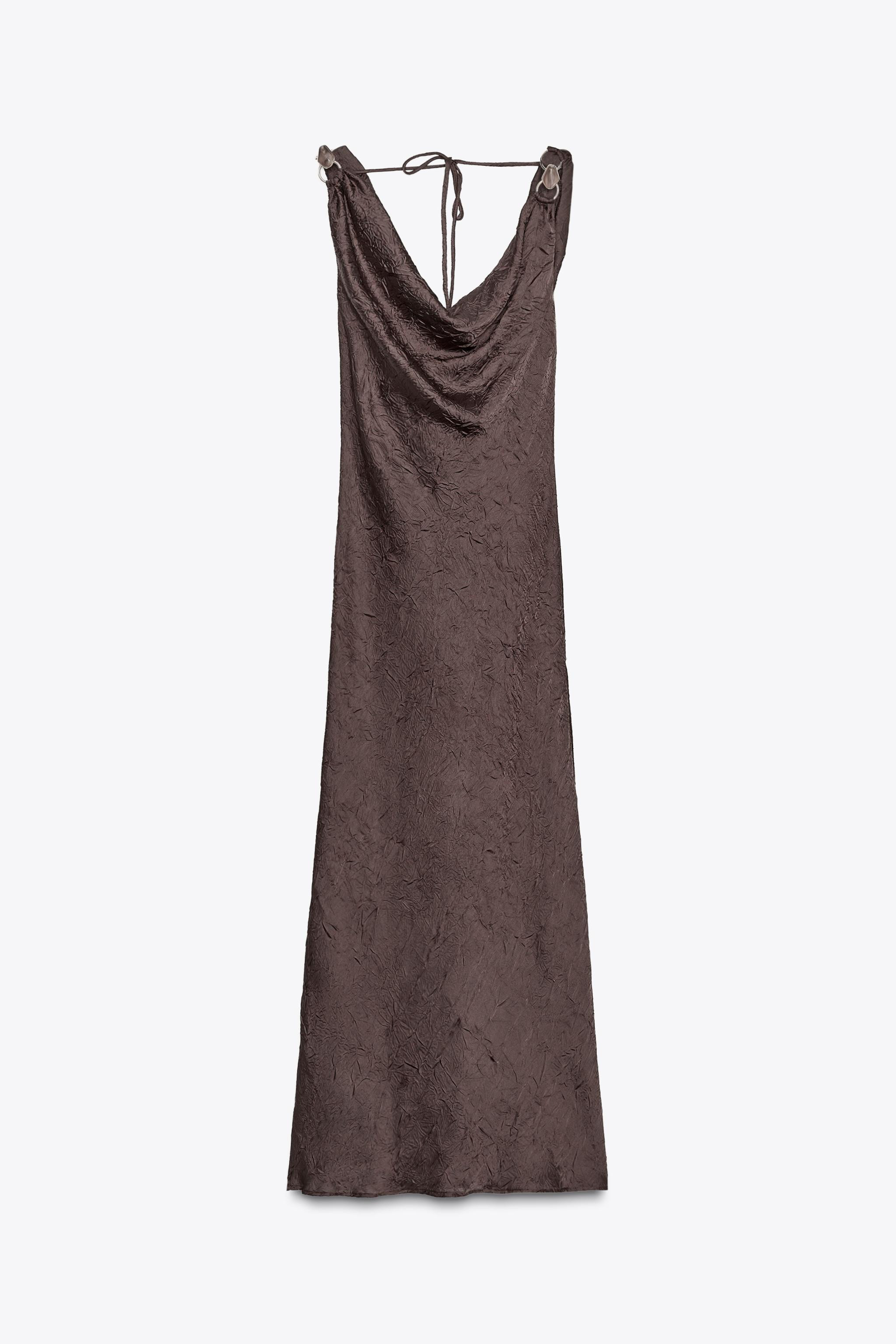 CRINKLE-EFFECT SATIN MIDI DRESS | Zara UK
