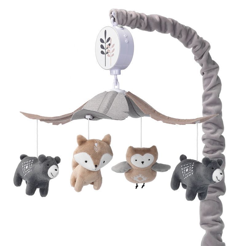 Lambs & Ivy Woodland Forest Gray/Tan Musical Baby Crib Mobile Soother Toy | Target