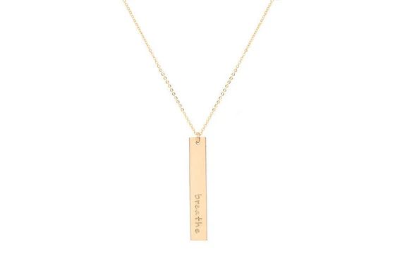 Vertical Bar Necklace / Gold Vertical Nameplate Necklace / Gold Vertical Name Necklace | Etsy (US)