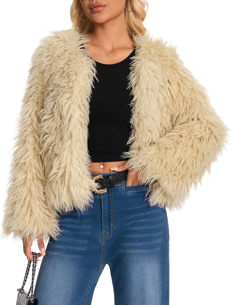 2026 Winter Coats for Women Trendy Faux Fur Coat Fall Fuzzy Jackets Open Front Fluffy Jacket Dres... | Amazon (US)