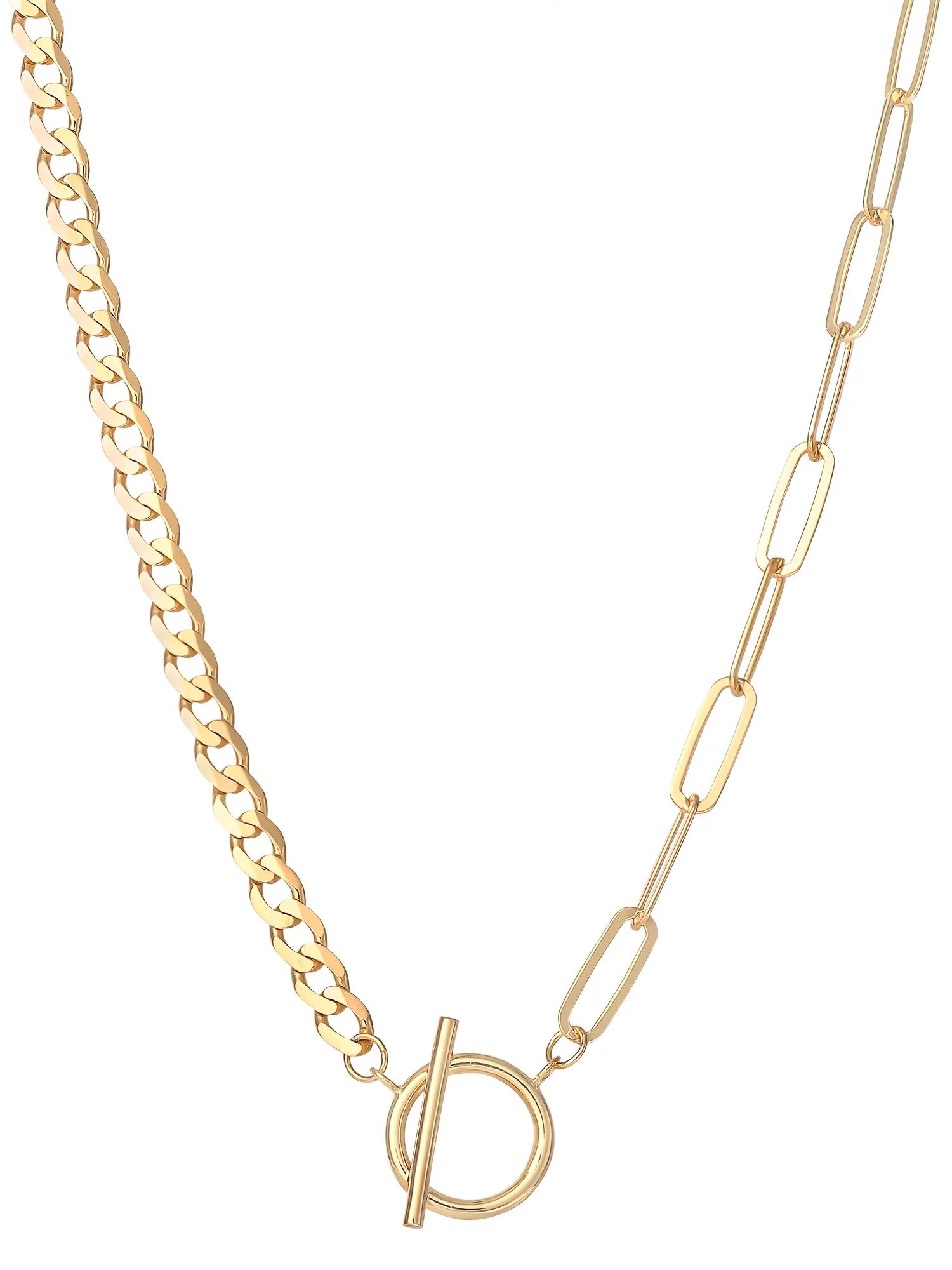 "JS Jessica Simpson Women’s Gold Plated Sterling Silver Clip/Curb Link Toggle Necklace" | Walmart (US)