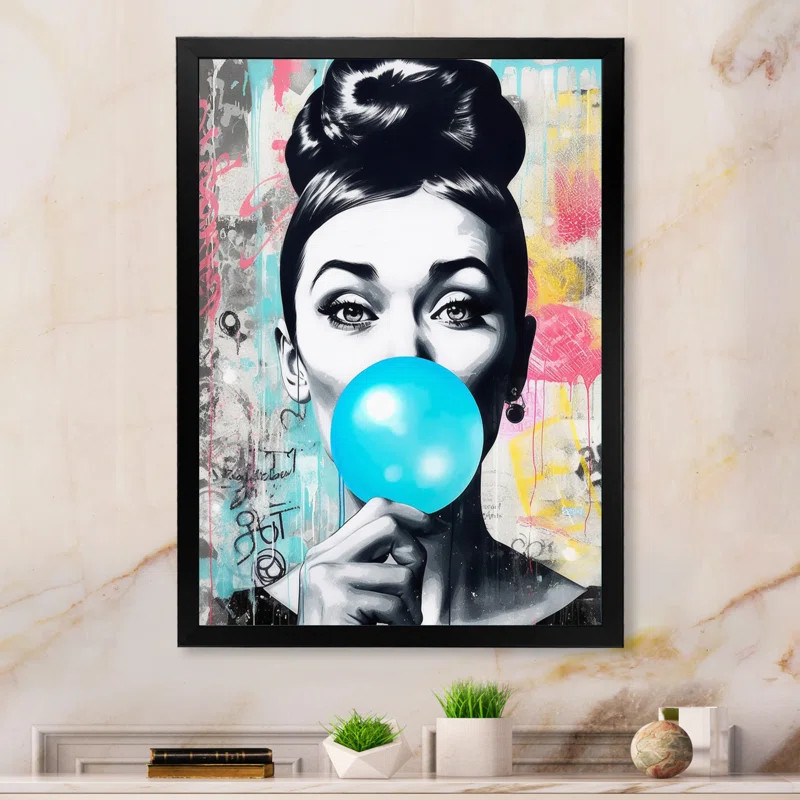 " Audrey Hepburn Blue Bubble Gum " on Canvas | Wayfair North America
