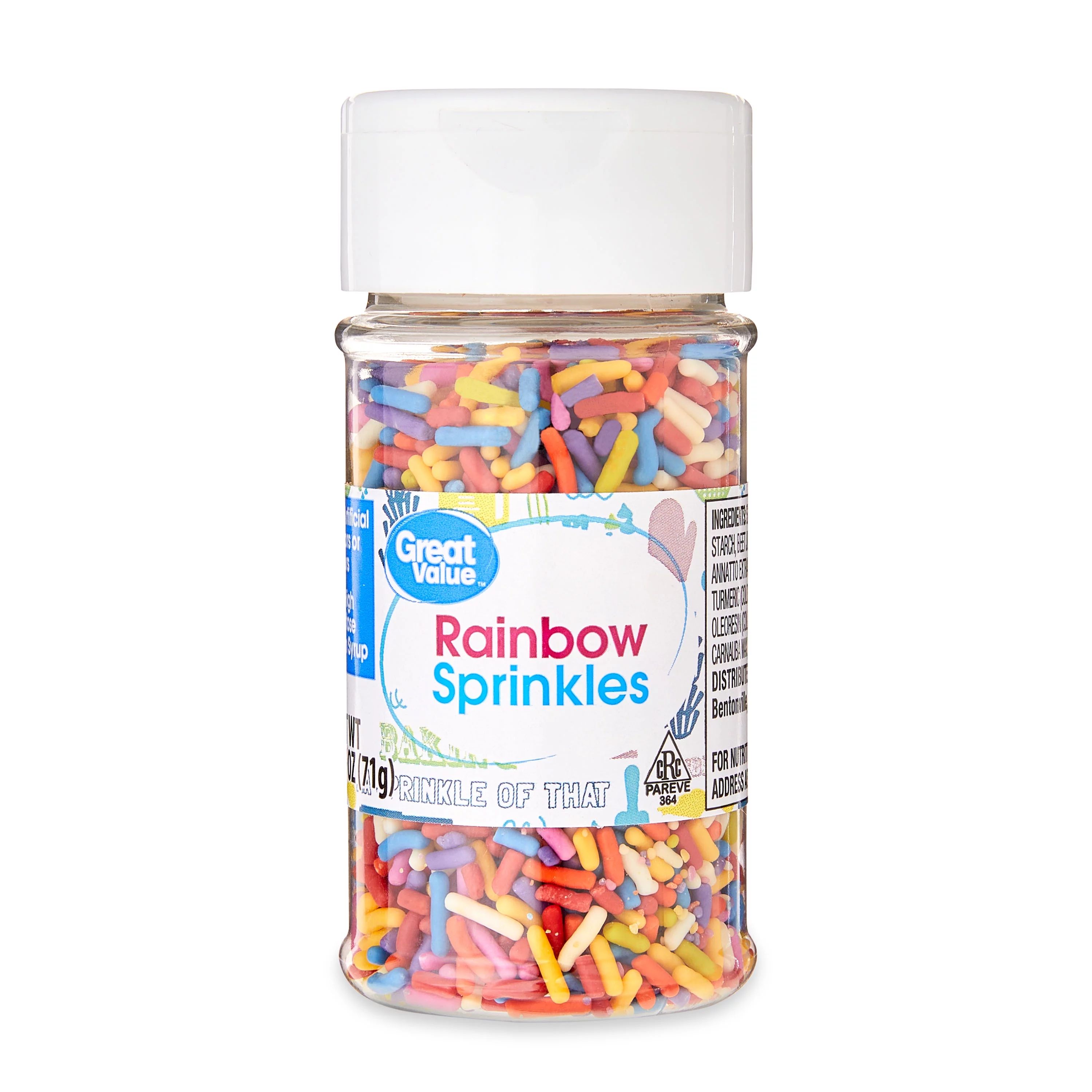 Great Value Natural Rainbow Sprinkles, 2.5 oz | Walmart (US)