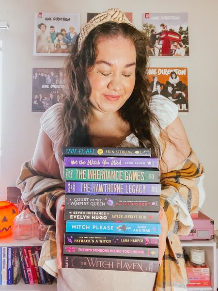 Fall Reads Book Stack! 📚🍂 I saw this tag over on Tiktok and decided to do it here on Instagram. It’s kind of like another part for my fall TBR and what I’m trying to read for the season. 🍁 I’m so excited for each book and hopefully I can get to it. 🎃 Here are the books in each category:

📖Book Tag📖
🍂Most Anticipated Read - Not The Witch You Wed & The Ex Hex 🔮🌙
🍂Didn’t Get To Last Month - The Inheritance Games & The Hawthorne Legacy ♠️
🍂Most Intimidated - 7 Husbands of Evelyn Hugo & Court of the Vampire Queen 💚🩸
🍂Prettiest Book - Witch Please & Paybacks a Witch 🧙🏻‍♀️
🍂Longest & Shortest Book - The Witch Haven & There’s Someone Inside Your House 🧹🏠

I have more witchy reads that I added to the mix. I’m so excited to read all these witch rom coms. Then we have ones I didn’t get to last month. A book I’ve been putting off for almost a year and a new book which I just got and haven’t read anything like it. Last a mystery/thriller to add more surprise to my reading. 📚

Which book are you most intimidated to add to your TBR? 🤔