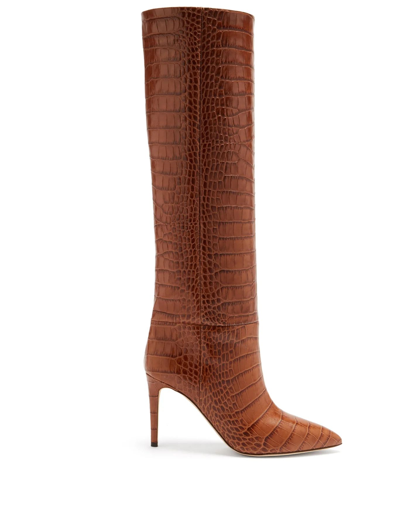 Crocodile-effect leather knee-high boots | Matches (UK)