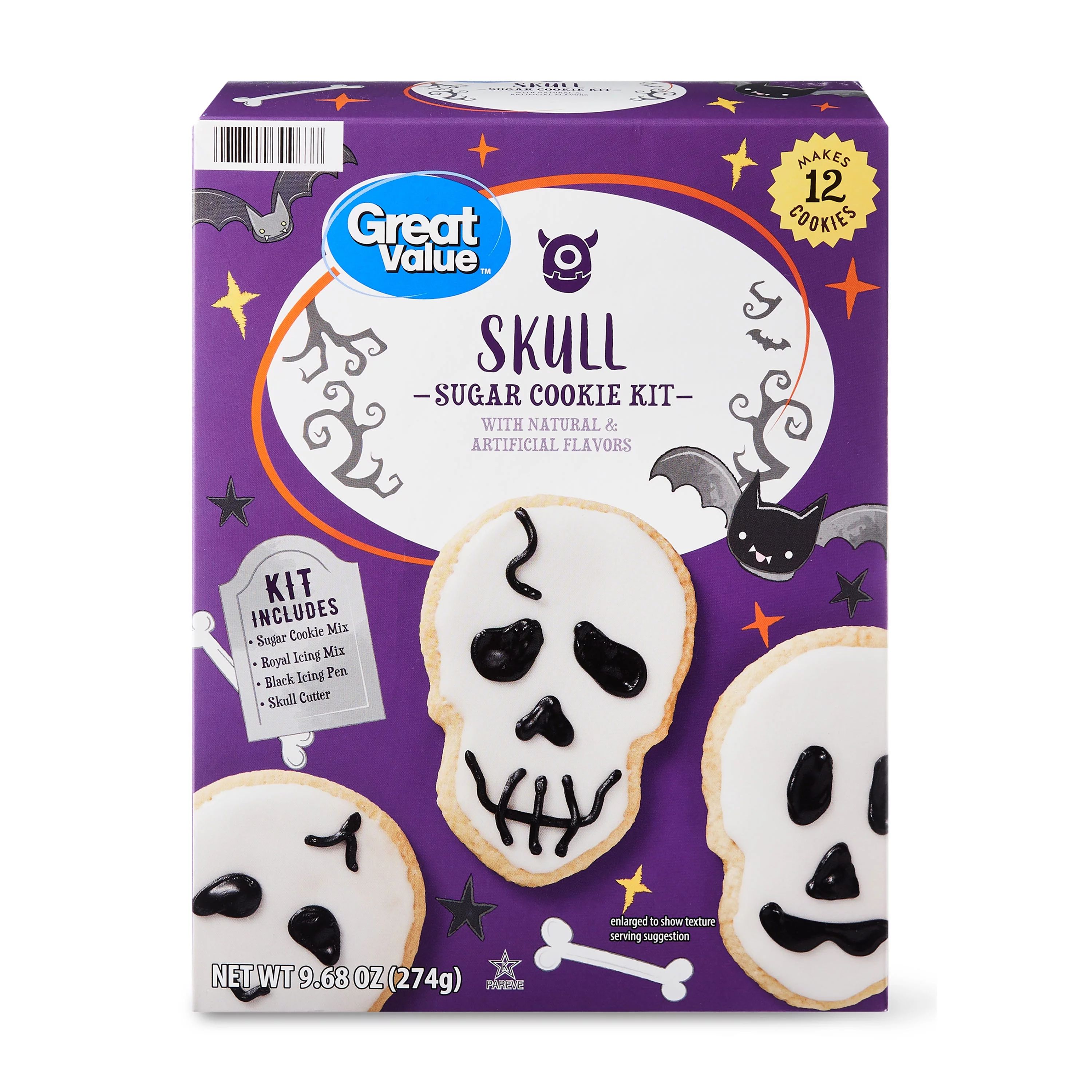 Great Value Skull Sugar Cookie Kit, 9.68 oz | Walmart (US)