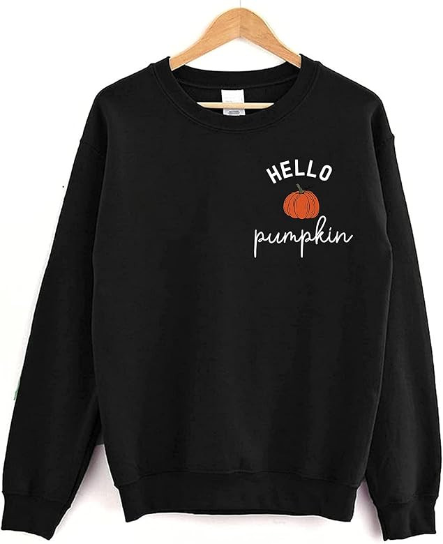 Hello Pumpkin Crewneck Sweatshirt - Cute Fall Pumpkin Sweater for Women | Amazon (US)