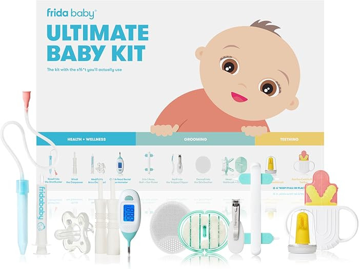 Frida Baby Ultimate Baby Kit, 10 piece New Born Essentials Gift Set Includes Wellness Sick Day, G... | Amazon (US)