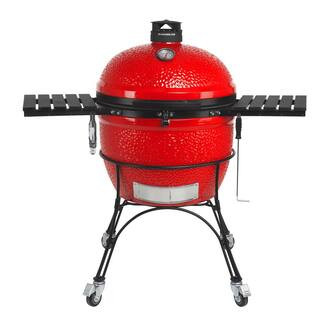 Big Joe II 24 in. Charcoal Grill in Red with Cart, Side Shelves, Grate Gripper, and Ash Tool | The Home Depot