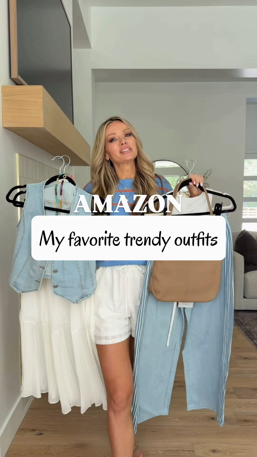 3 Amazon outfits to wear on repeat 🤍 comment AMAZON and I’ll send you the details 

If you’re looking for easy outfits that feel trendy without spending a fortune, these are three of my current favorites from Amazon.

✨ Outfit 1: The cutest striped knit with eyelet shorts for an effortless everyday summer look.

✨ Outfit 2: Lightweight wide-leg pants paired with a simple tank—the kind of outfit you’ll wear on repeat for errands, lunch, travel, or vacation.

✨ Outfit 3: A denim vest and flowy white skirt that gives major boutique vibes and is perfect for brunch, date night, or any summer event.

These are the pieces I keep reaching for because they’re comfortable, easy to style, and look so much more elevated than their price.

Which one would you wear?

Save this for your next Amazon shopping trip, and follow for more affordable outfit ideas!

#amazonfashion #amazonfinds #summeroutfits #affordablefashion #everydaystyle