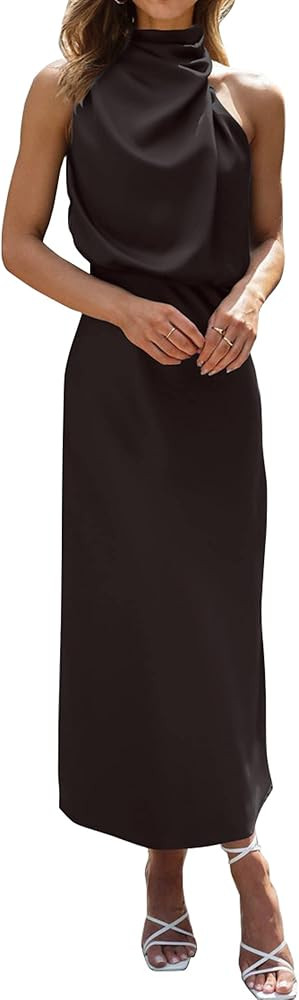 BTFBM Women Sleeveless Cocktail Dresses Fall Mock Neck Keyhole Elastic High Waist Evening Party M... | Amazon (US)