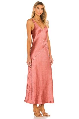 Line & Dot Loulou Satin Dress in Coral from Revolve.com | Revolve Clothing (Global)