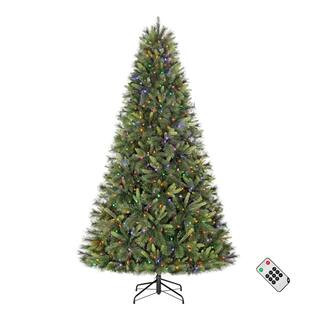 7.5 ft. Pre-Lit LED Forest Pine Artificial Christmas Tree T12 | The Home Depot