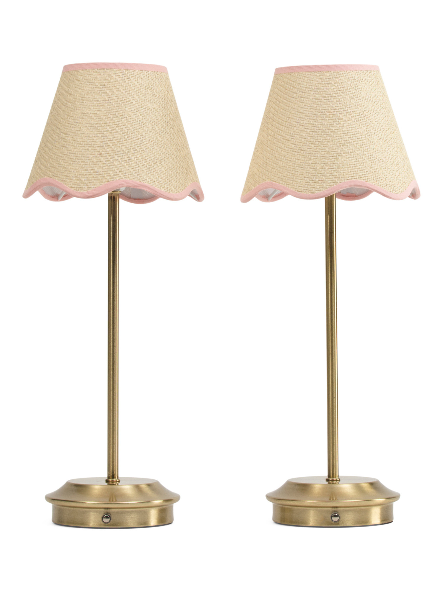 2pk 18in Rechargeable Plated Brass Rattan Table Lamps | Lighting | Marshalls | Marshalls