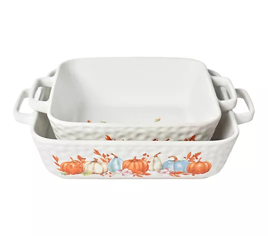 Make Your Selection: Temp-tations Harvest Set of (2) 3-qt & 2.5-qt Nesting Bakers | QVC