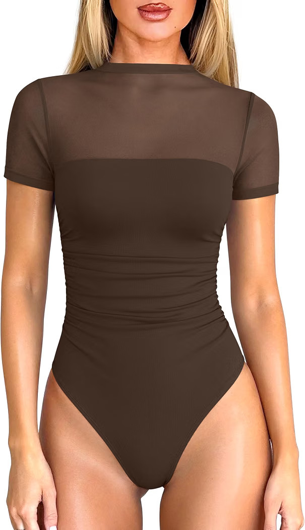OQQ Women Bodysuits One Piece Casual Shirts Going Out Tops | Amazon (US)