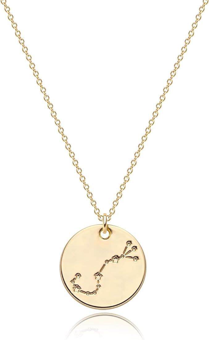 Valloey Rover Women Gold Necklace Coin Disc Celestial Patterned Engraved Pendant 14K Gold Plated ... | Amazon (US)
