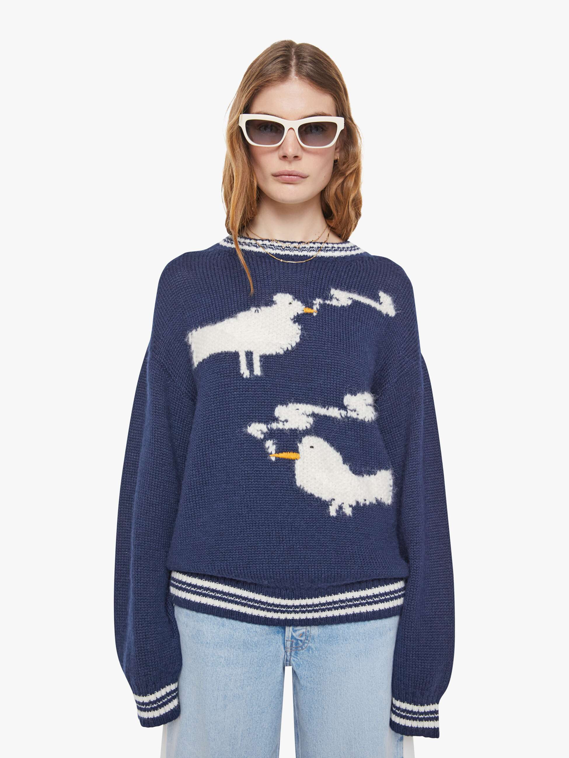 The Oversized Jumper - Stoned Birds | Mother Denim