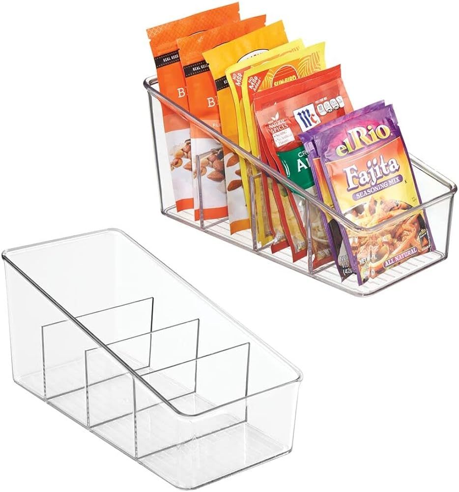 mDesign Plastic 4-Section Food Packet Organizer - Storage for Kitchen, Pantry, Cabinet, Counterto... | Amazon (US)