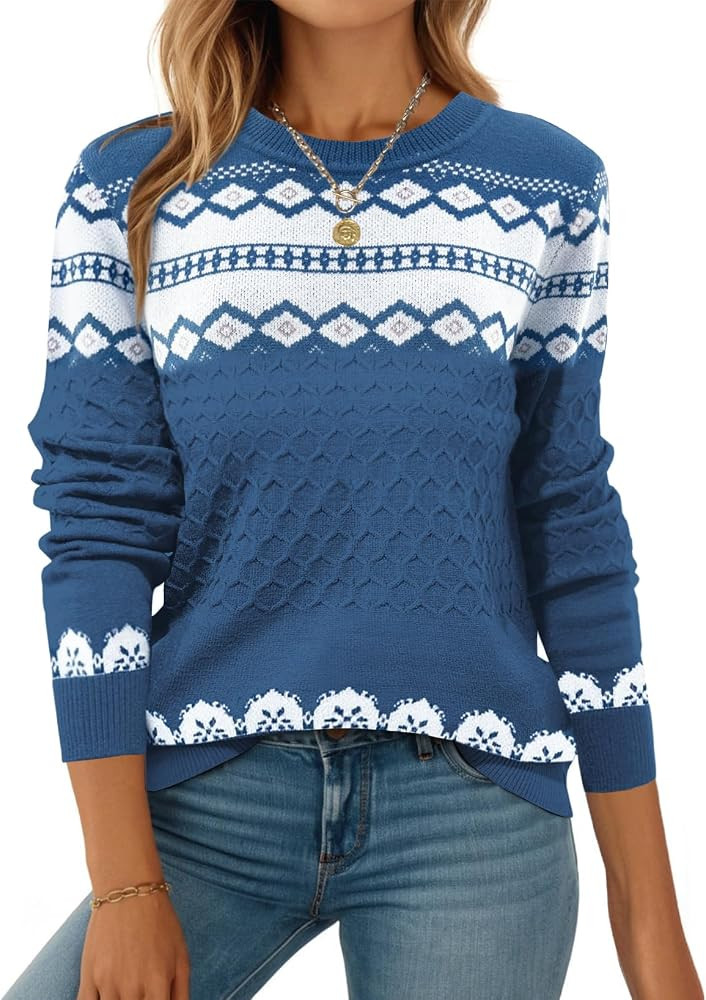 Zeagoo Womens Fall Sweaters Long Sleeve Crew Neck Ribbed Knit Pullover Tops | Amazon (US)