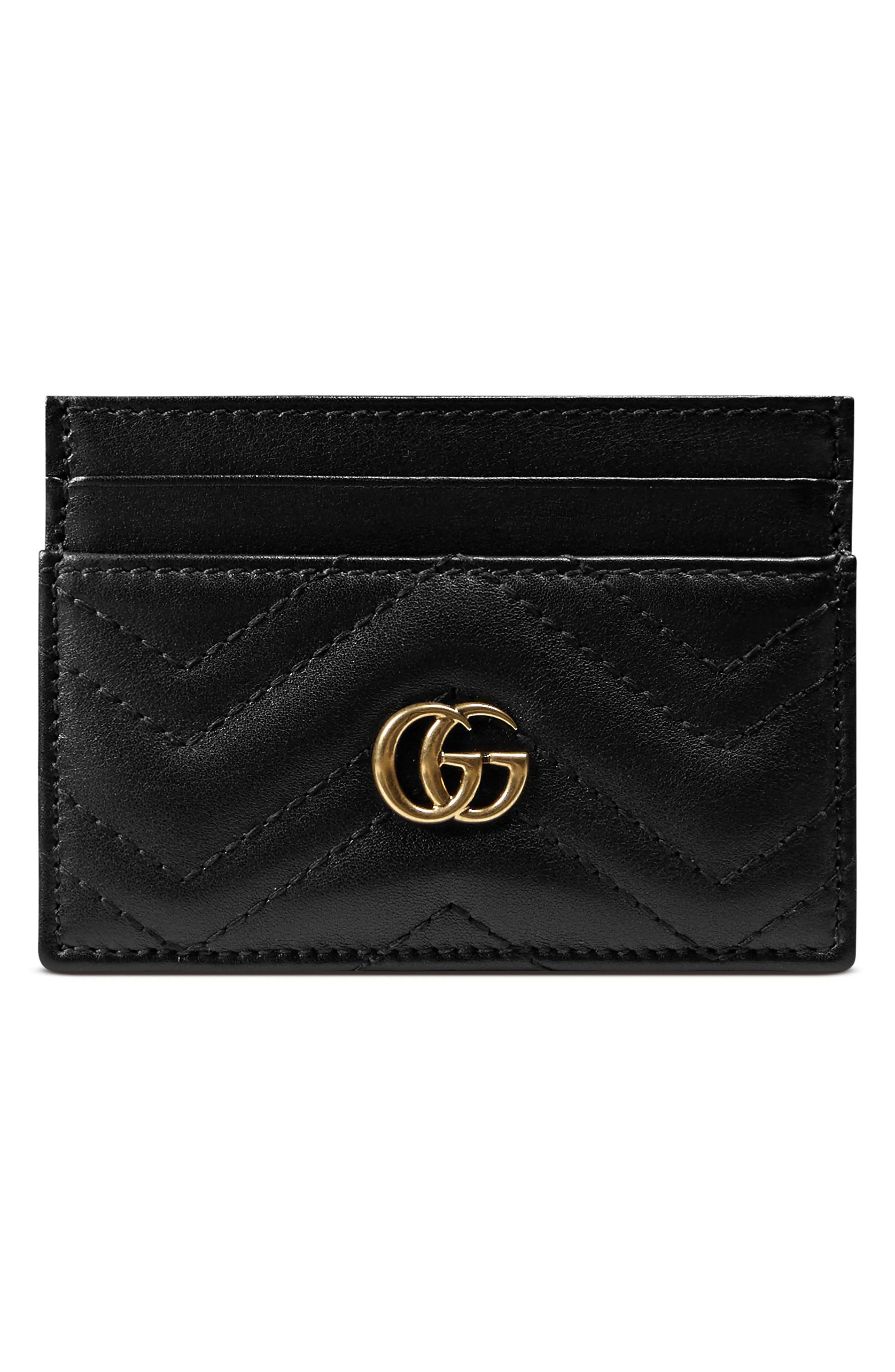 GG Marmont Matelassé Leather Card Case | Nordstrom