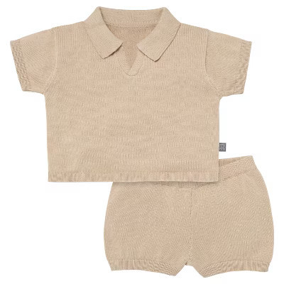 Modern Moments™ by Gerber Baby Boys' 2-Piece Johnny Collar Sweater Knit Set, Light Tan, 12 Months | Target