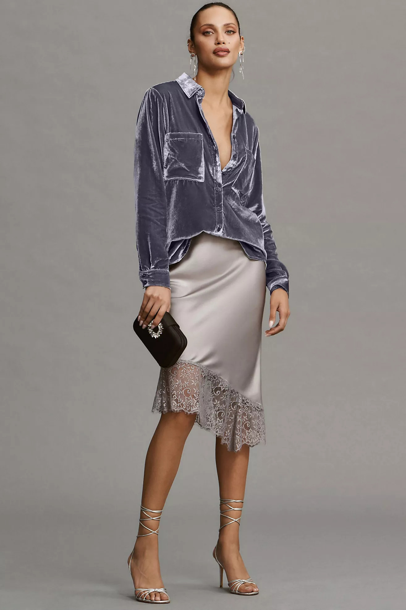 Pilcro Relaxed Velvet Buttondown Shirt | Anthropologie (US)