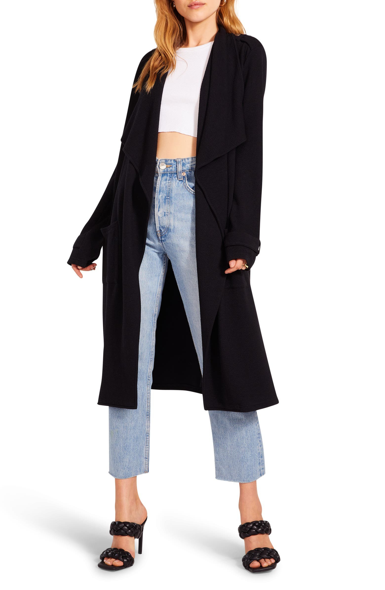 BB Dakota Trench Revolution Waterfall Lapel Knit Coat | Nordstrom | Nordstrom