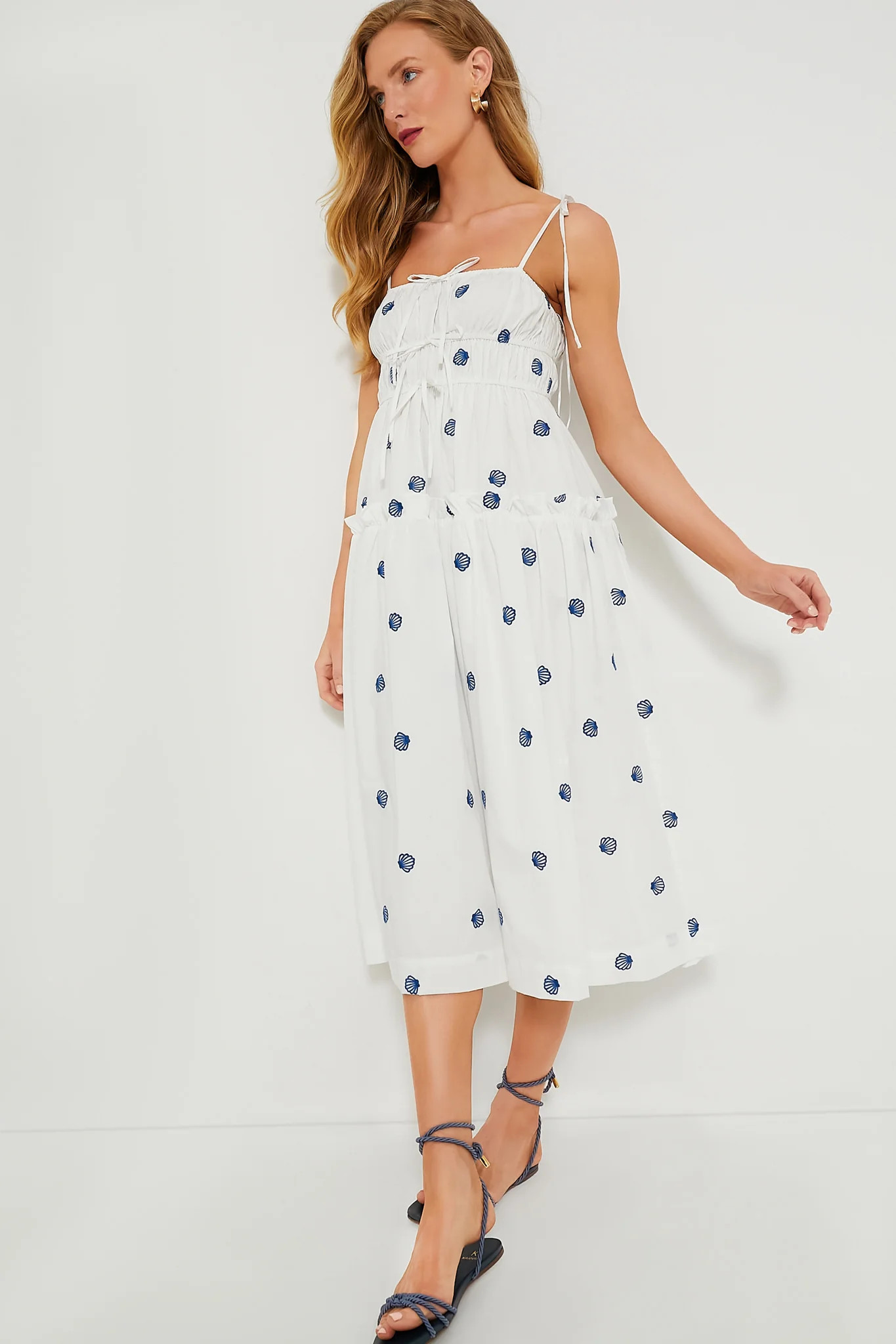 White Blue Alani Midi Dress | Tuckernuck (US)