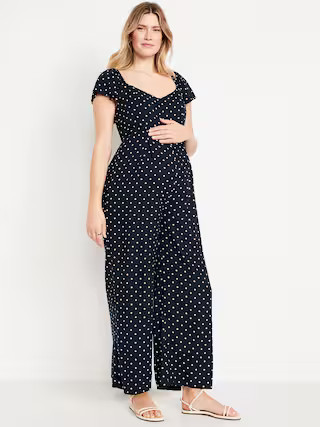 Maternity Flutter-Sleeve Crepe Jumpsuit | Old Navy (US)