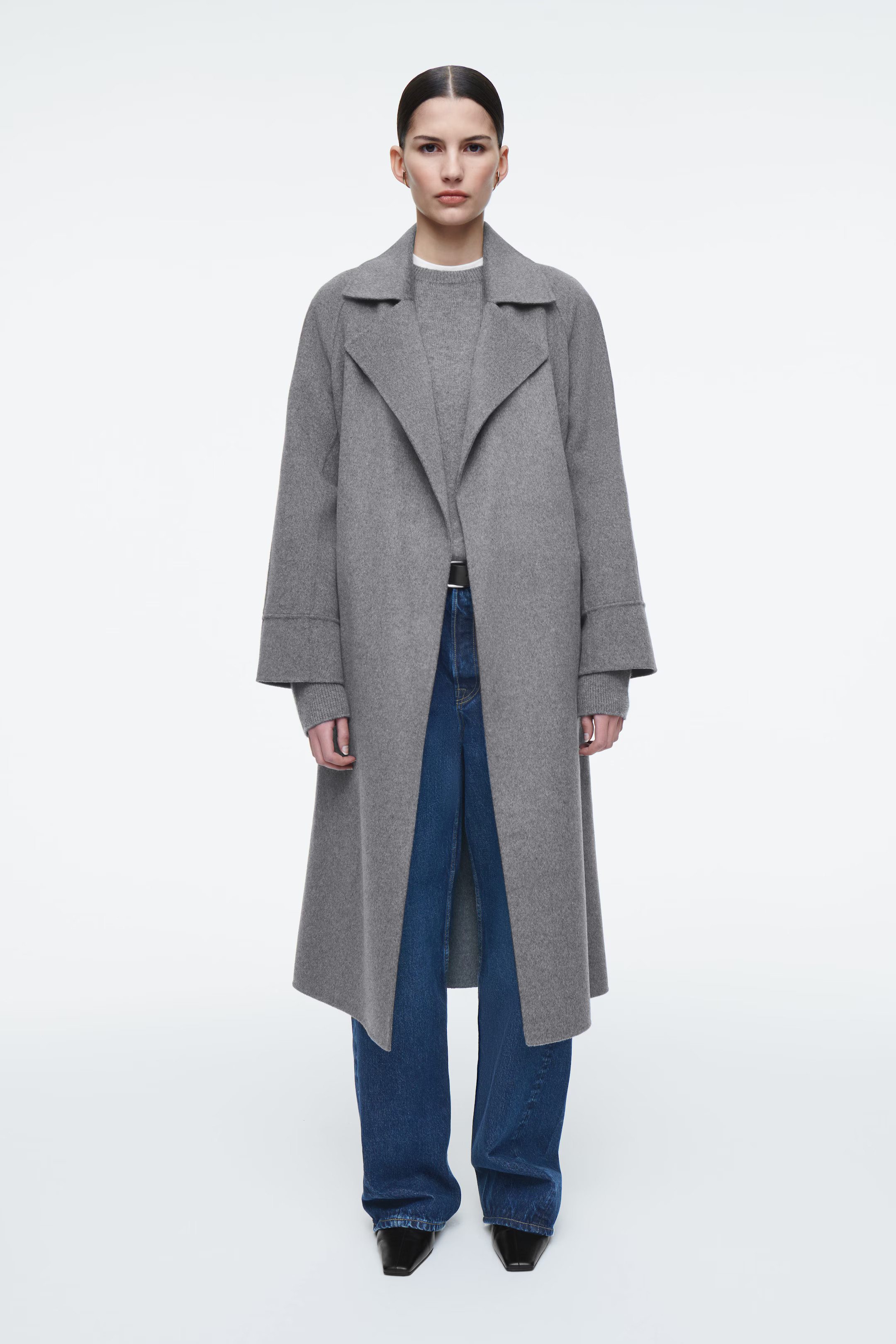 BELTED DOUBLE-FACED WOOL COAT - GRAY | COS | COS (EU)