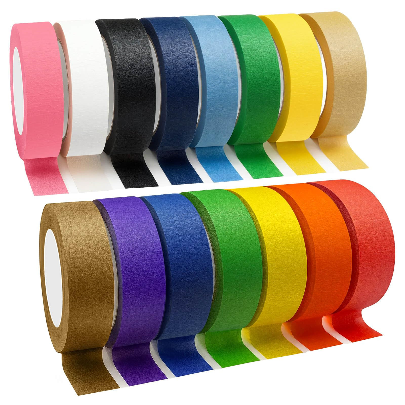 Piokio Colored Washi Tape 15 Roll Multi Pack - 492 Feet x 0.6 inch Wide Set Rainbow Solid Color T... | Amazon (US)