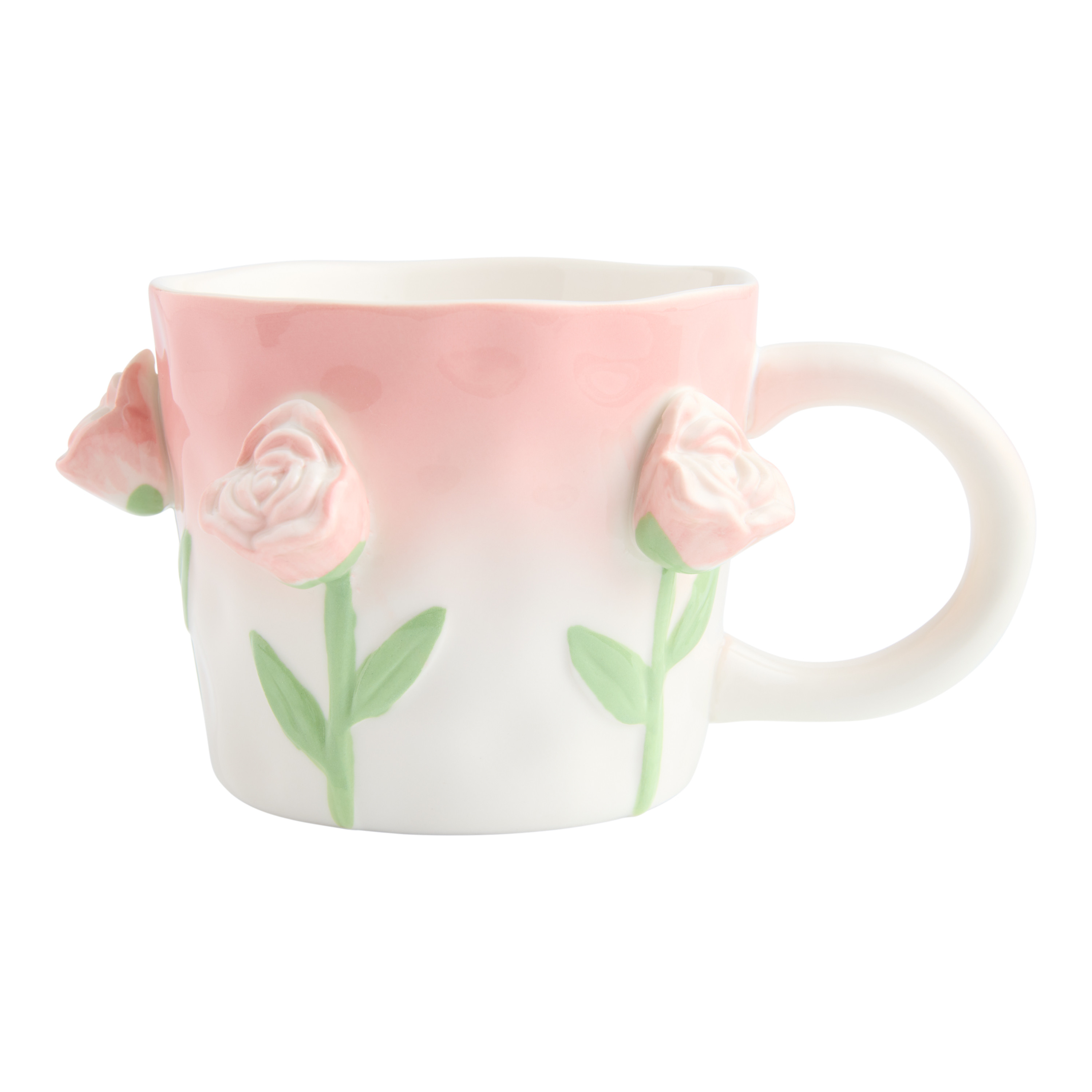 Pink Rose Dimensional Hand Painted Ceramic Mug | World Market
