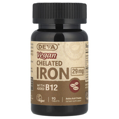 Deva, Vegan Chelated Iron, 90 Tablets | iHerb