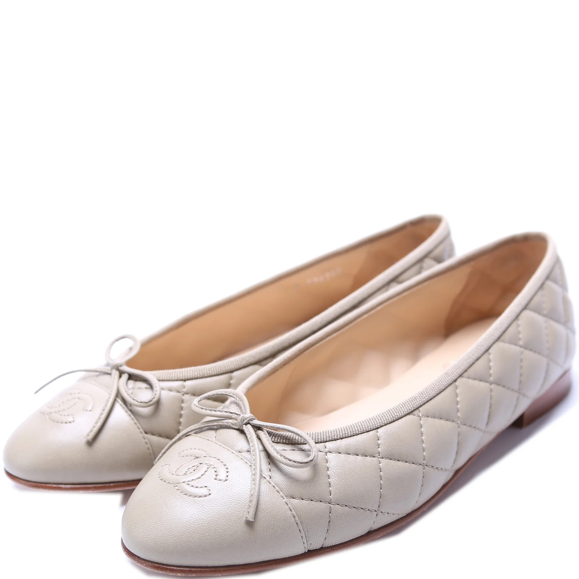 CC Ballet Flats Quilted Lambskin Size 39.5 | Keeks Designer Handbags