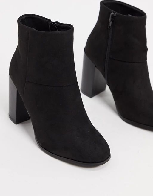 ASOS DESIGN Wide Fit Recite heeled ankle boots in black | ASOS (Global)