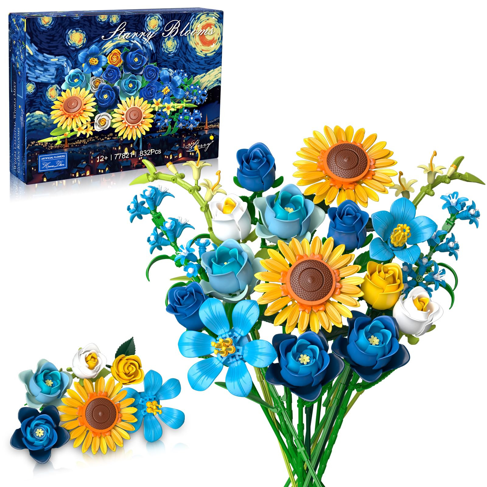 Blue Rose Flowers Valentines Gifts - Bouquet Building Set Compatible with Lego Flowers for Adults... | Amazon (US)