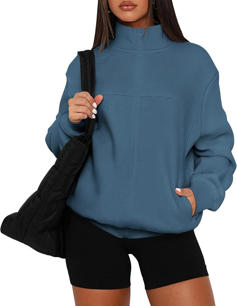 PRETTYGARDEN Women's 2024 Fall Fashion Full Zip Up Sweatshirt Long Sleeve Loose Fit Trendy Casual... | Amazon (US)