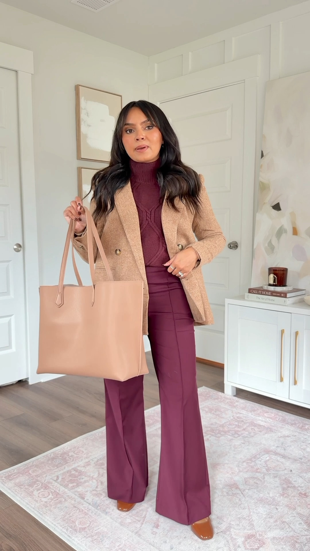Camel blazer size xxs petite - runs big, size down a size
Poised plum color sweater size xs petite TTS
Poised plum color pants size 2 petite TTS
Brown mocha latte size 5 TTS




#LTKWorkwear #LTKPetite #LTKSaleAlert