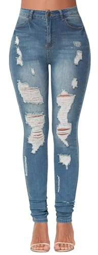 AMRSPENG Women's Ripped Jeans for Women High Waisted Jeans Distressed Jeans for Women Stretch Denim Pants | Amazon (US)