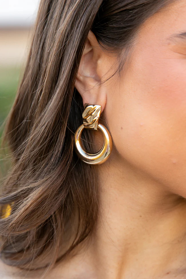 Post Circle Gold Hoop Earrings | Pink Lily