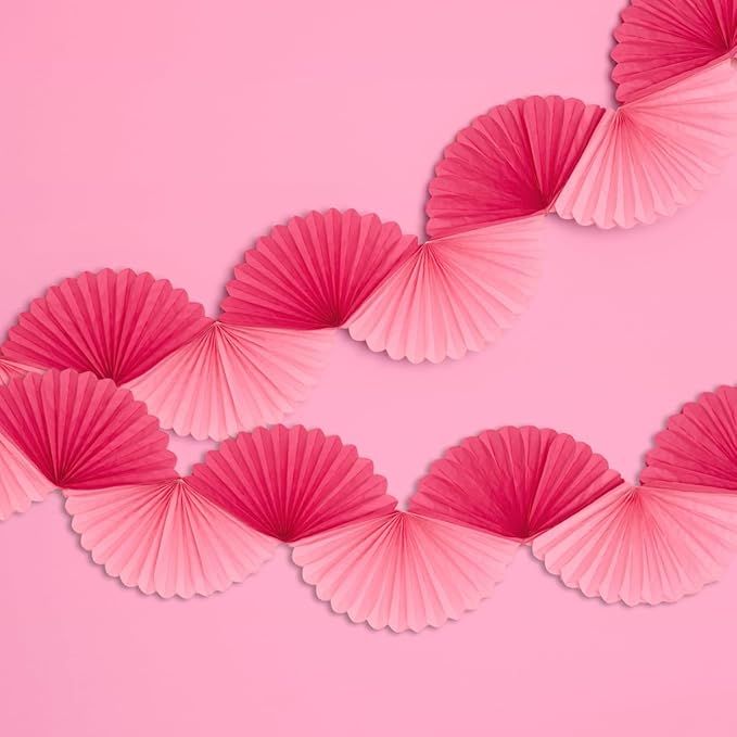 xo, Fetti Pink Paper Fan Garland - 6 Ft. | 3D Bachelorette Party Decorations, Birthday Party Supp... | Amazon (US)