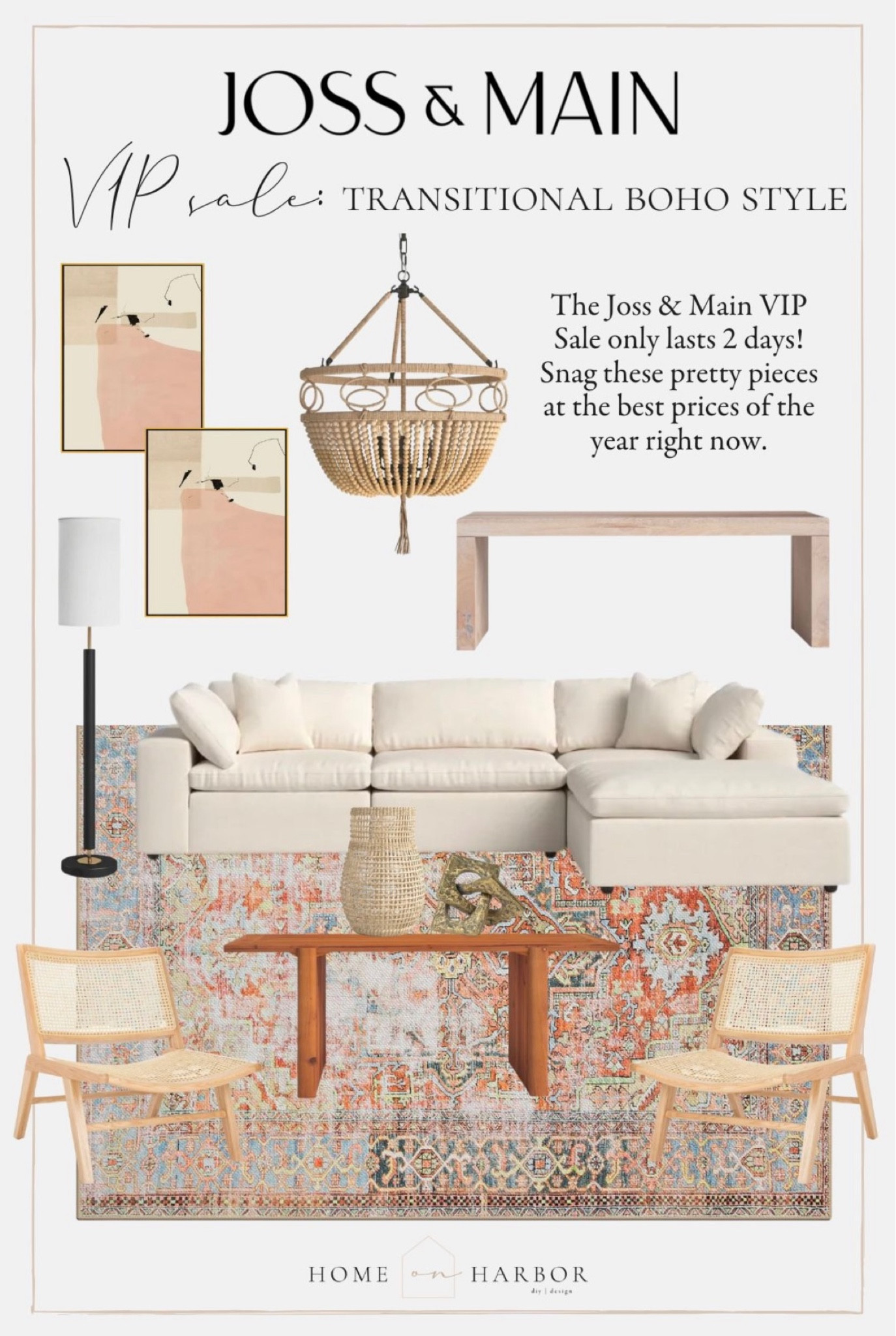 Transitional boho vibes loving space moodboard—all pieces are included in Joss & Main’s VIP sale! 2 days only! #jossandmain #jossandmainpartner 

#LTKhome #LTKsalealert