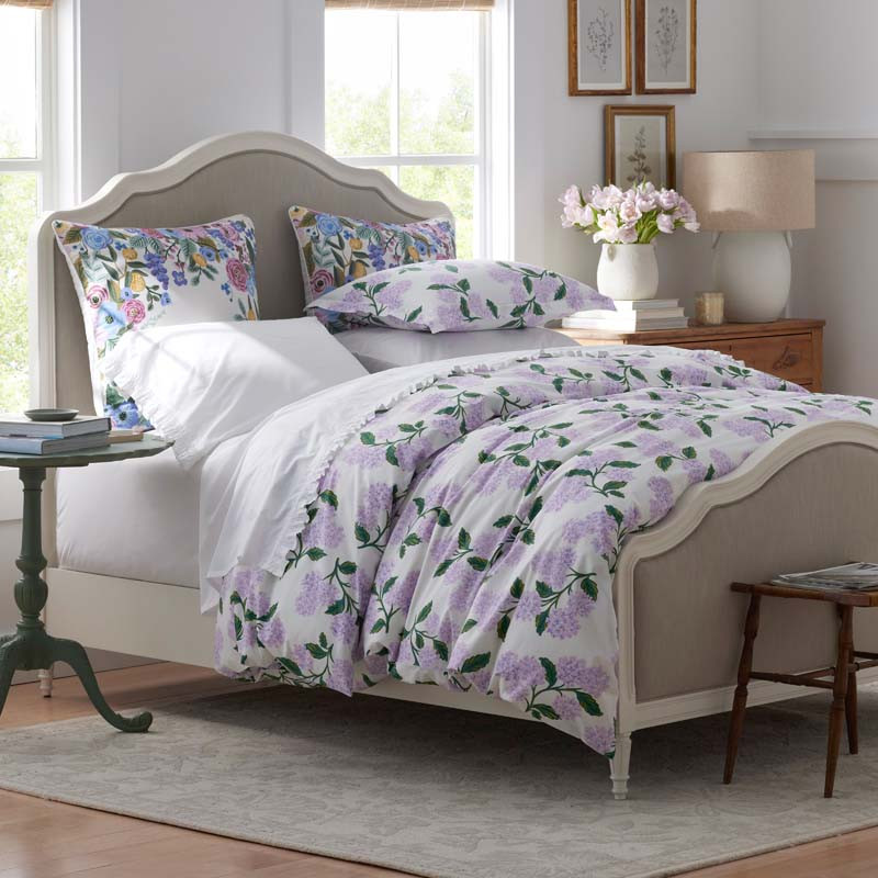 Hydrangea Classic Cool Cotton Percale Duvet Cover - Lilac, Full/Queen | The Company Store