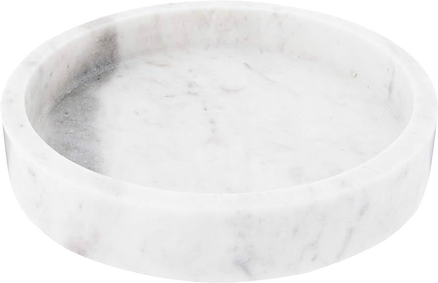 Creative Co-Op Minimalist Round Carved Marble Tray or Charcuterie Board, White, 8" | Amazon (US)