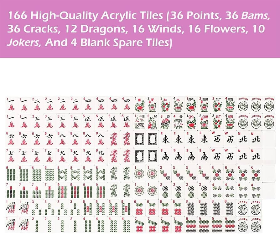 Set of American Mahjong Tiles, 166 Premium Acrylic Tiles with Colorful Prints(1.2\u201d,Tiles Onl... | Amazon (US)