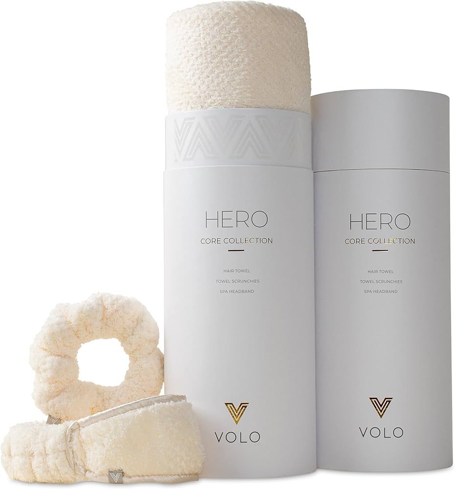 VOLO Salt White Hair Towel, Spa Headband & Scrunchie Set | Ultra Soft, Super Absorbent, Quick Dry... | Amazon (US)
