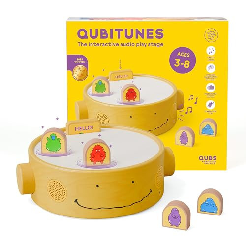 QUBITUNES, Starter Set, Interactive Audio Player & Gaming Platform for Kids Ages 3+ | Create Music, Sound & Stories | Screen-Free Playtime for Boys & Girls | Amazon (US)
